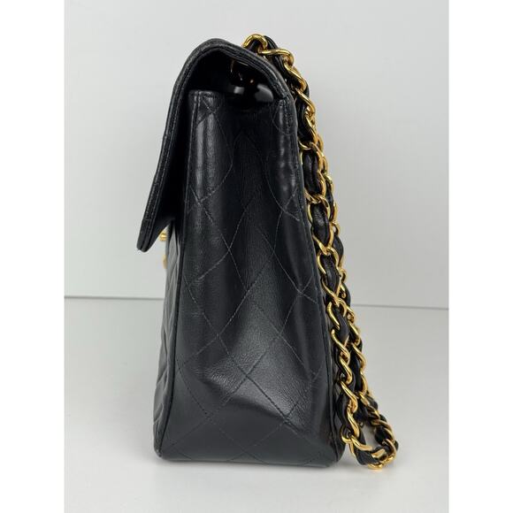 Chanel Vintage Maxi Single Flap Bag Black Lambskin Leather B-6 - Picture 3 of 16